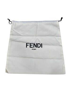 Fendi Roma White Cotton Drawstring Dust Bag 13x14 Storage Pouch Luxury Authentic